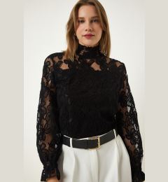 Снимка на Happiness İstanbul Black High Neck Lace Elegant Blouse