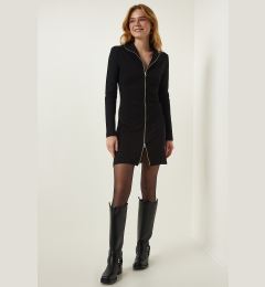 Снимка на Happiness İstanbul Black Zipper High Neck Mini Knitted Dress