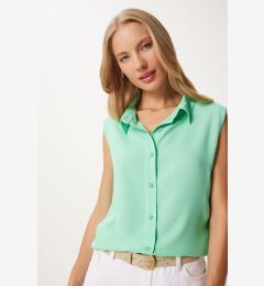 Снимка на Happiness İstanbul Women's Aqua Green Sleeveless Viscose Shirt