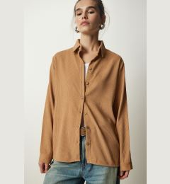 Снимка на Happiness İstanbul Women's Biscuit Ribbed Velvet Woven Jacket Shirt