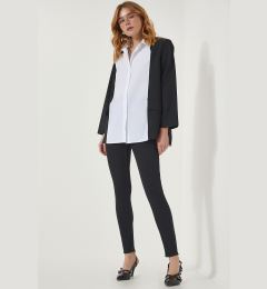 Снимка на Happiness İstanbul Women's Black and White Jacket Look Oversize Design Shirt