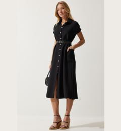 Снимка на Happiness İstanbul Women's Black Belted Woven Dress