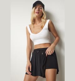 Снимка на Happiness İstanbul Women's Black High Waist Two Layer Mini Shorts