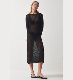 Снимка на Happiness İstanbul Women's Black Openwork Transparent Long Knitwear Dress