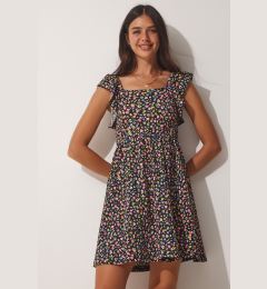 Снимка на Happiness İstanbul Women's Black Pink Summer Floral Viscose Dress