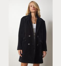 Снимка на Happiness İstanbul Women's Black Rabbit Hair Look Oversize Coat