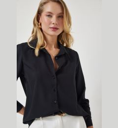 Снимка на Happiness İstanbul Women's Black Soft Textured Basic Shirt