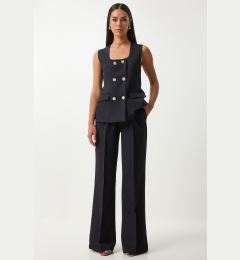 Снимка на Happiness İstanbul Women's Black Square Collar Woven Vest Trousers Suit