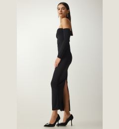 Снимка на Happiness İstanbul Women's Black Strapless Neck Slit Sandy Dress