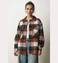 Снимка на Happiness İstanbul Women's Brown Green Lumberjack Stamp Shirt Jacket