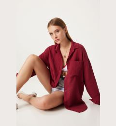 Снимка на Happiness İstanbul Women's Claret Red Oversize Basic Muslin Shirt