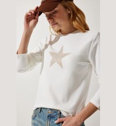 Снимка на Happiness İstanbul Women's Ecru Star Printed Knitted Blouse