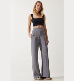 Снимка на Happiness İstanbul Women's Gray Flexible Palazzo Trousers