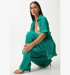 Снимка на Happiness İstanbul Women's Green Pleated Shirt and Trousers Set