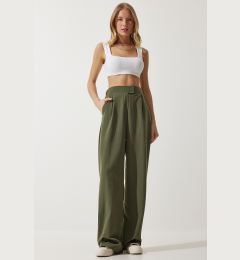 Снимка на Happiness İstanbul Women's Khaki Velcro Waist Closure Palazzo Trousers