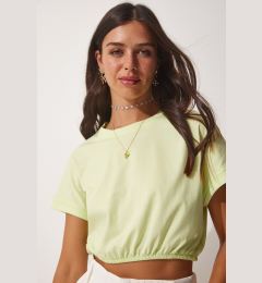 Снимка на Happiness İstanbul Women's Light Green Elastic Waist Crop T-Shirt