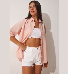 Снимка на Happiness İstanbul Women's Light Pink Oversized Basic Poplin Shirt