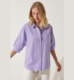 Снимка на Happiness İstanbul Women's Lilac Balloon Sleeve Poplin Shirt