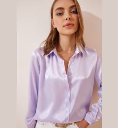 Снимка на Happiness İstanbul Women's Lilac Lightly Flowing Satin Surface Shirt