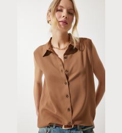 Снимка на Happiness İstanbul Women's Medium Brown Sleeveless Viscose Shirt