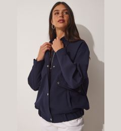 Снимка на Happiness İstanbul Women's Navy Blue Wide Pocket Bomber Coat