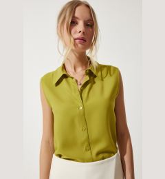 Снимка на Happiness İstanbul Women's Oil Green Sleeveless Viscose Shirt