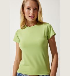 Снимка на Happiness İstanbul Women's Peanut Green Crew Neck Basic Sandy T-Shirt