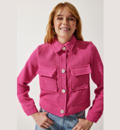 Снимка на Happiness İstanbul Women's Pink Stylish Buttoned Woven Tweed Jacket