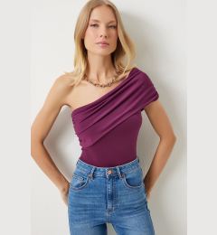 Снимка на Happiness İstanbul Women's Plum One Shoulder Gathered Knitted Blouse