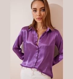 Снимка на Happiness İstanbul Women's Purple Slightly Flowing Satin Shirt