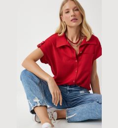 Снимка на Happiness İstanbul Women's Red Pocket Comfortable Knitted Shirt