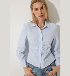 Снимка на Happiness İstanbul Women's Sky Blue Gather Detailed Shirt