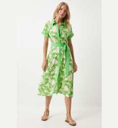 Снимка на Happiness İstanbul Women's Vibrant Green Floral Summer Slim Viscose Dress