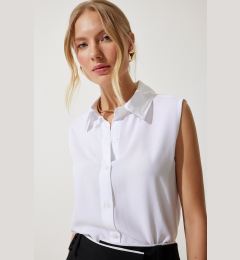 Снимка на Happiness İstanbul Women's White Sleeveless Viscose Shirt