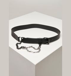 Снимка на Imitation leather strap with metal chain black