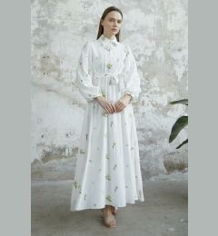 Снимка на InStyle Floral Embroidered Linen Dress - White