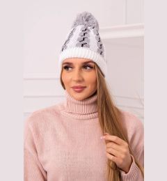 Снимка на Kesi Cap with a pompom Rozalia K323 grey+white