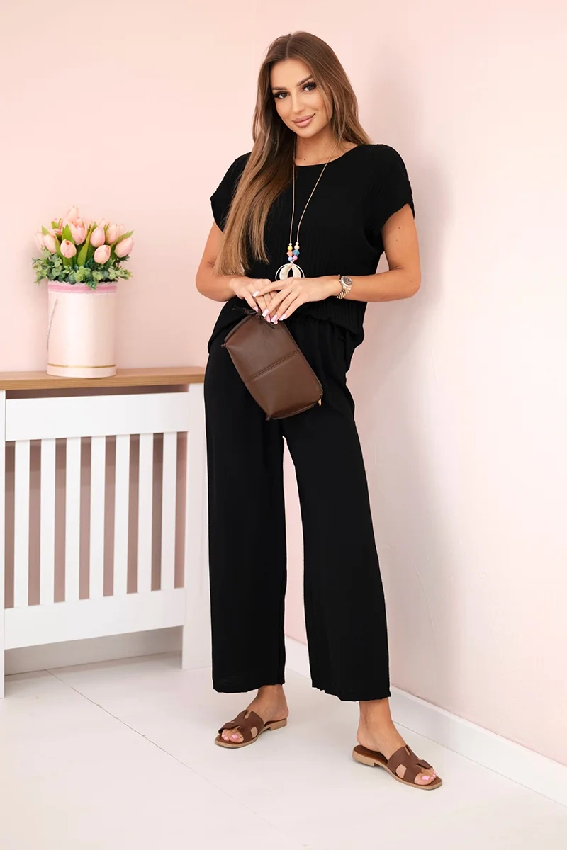 Снимка на Kesi Włoski Viscose set pleated blouse + trousers black