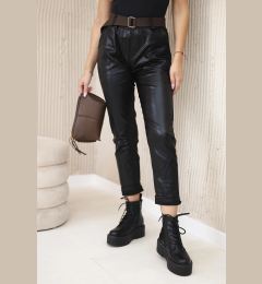 Снимка на Kesi Włoski Waxed trousers with a belt glossy black