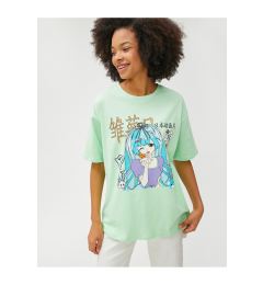 Снимка на Koton Anime T-Shirt Oversize Crew Neck Short Sleeve Cotton