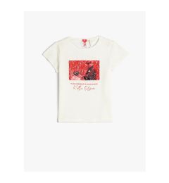 Снимка на Koton Atatürk Printed T-Shirt Short Sleeve Double Sided Sequin Embroidered Cotton