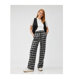 Снимка на Koton Checkered Fabric Trousers Pleated Straight Leg