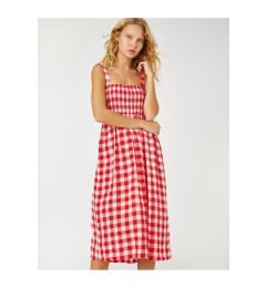 Снимка на Koton Checkered Midi Dress With Gippes