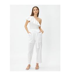 Снимка на Koton Crop Embroidery Trousers with Belt Detail