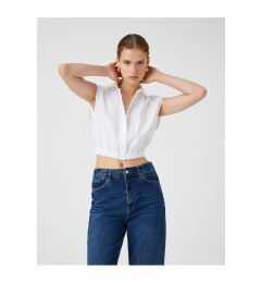 Снимка на Koton Crop Shirt Window Detailed Sleeveless Cotton