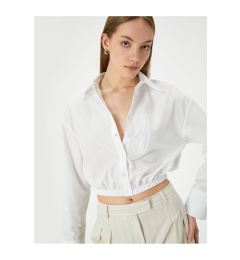 Снимка на Koton Crop Shirt with Elastic Waist Buttons Cotton Standard Cut