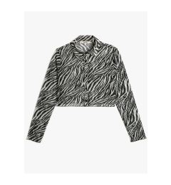 Снимка на Koton Crop Shirt Zebra Patterned Buttoned Classic Collar