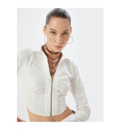 Снимка на Koton Crop Shirt Zippered Long Sleeve Draped