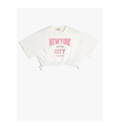 Снимка на Koton Crop T-Shirt College Printed Short Sleeve Crew Neck Cotton