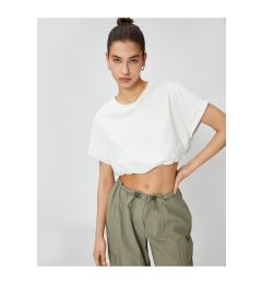 Снимка на Koton Crop T-Shirt Crew Neck Short Sleeve Elastic Waist